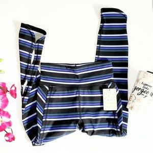 Free People Movement Leggings Stripe Infinity Cutouts Black Combo Size XS NWT